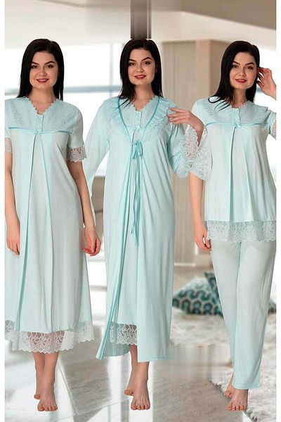 by İGP Maternity Maternity Nightgown Pajamas Set with Dressing Gowns Set of 4