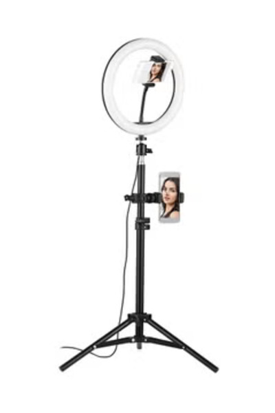 Generic 10 inch Ring Light With Tripod Stand And 360° Phone Holder Black/White/Silver