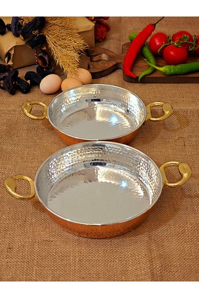 modabakir Thick Real Copper Pan, Copper Egg Sahani 18-20 cm