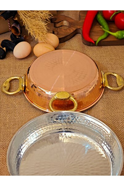 modabakir Thick Real Copper Pan, Copper Egg Sahani 18-20 cm