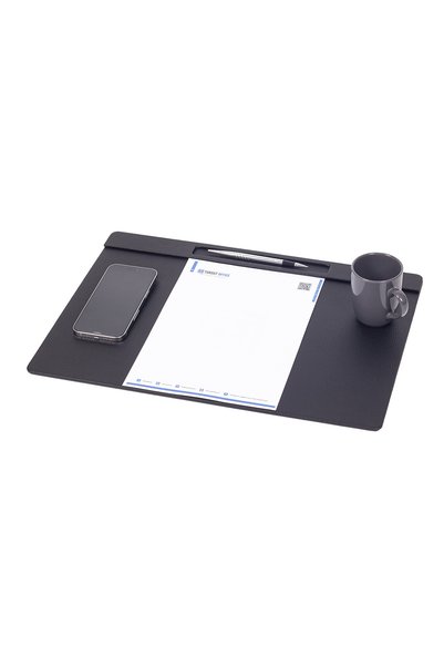 Turgut Office Covoraș de birou din piele cu compartiment pentru pix 49x34cm Negru