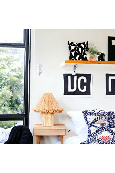 mammoly Bohem Abajur, Rafya Lambader, Hasır, Rustik Abajur, Yatak Odası, Salon Abajür, Gece Lambası