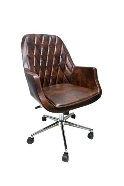 KamusalMarket Müdür Koltuğu Şef Koltuğu Döküm Süngerli Krom Yıldız Ayaklı