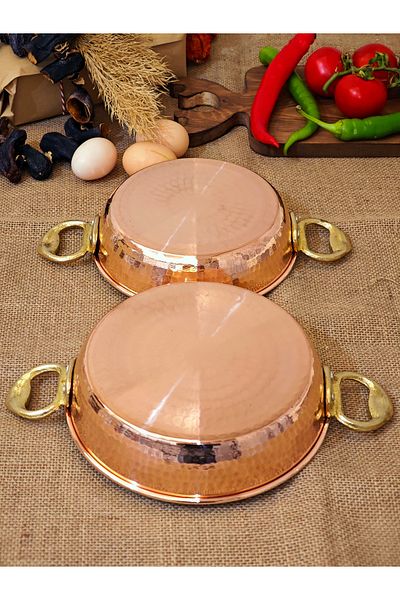 modabakir Thick Real Copper Pan, Copper Egg Sahani 18-20 cm