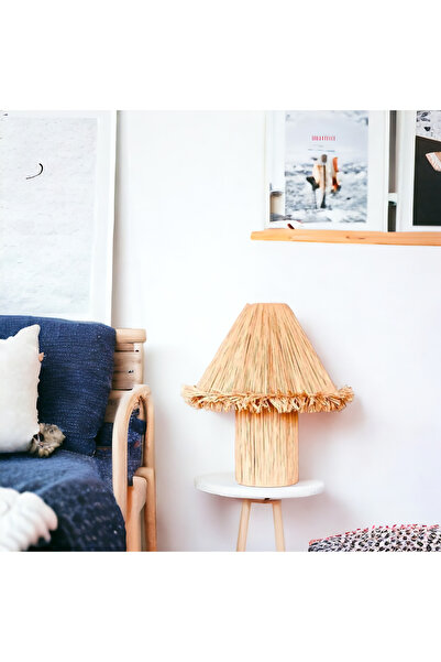 mammoly Bohemian Lampshade, Raffia Floor Lamp, Wicker, Rustic Lampshade, Bedroom, Living Room Lampshade, Night Light