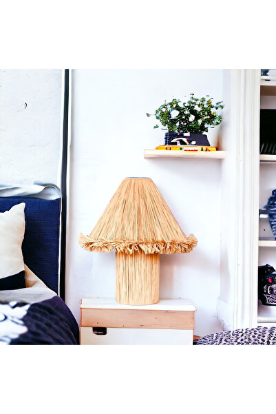 mammoly Bohemian Lampshade, Raffia Floor Lamp, Wicker, Rustic Lampshade, Bedroom, Living Room Lampshade, Night Light