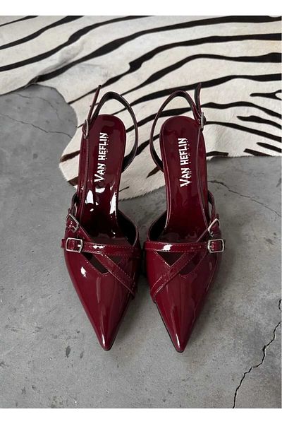 nope21shoess بورجوندي براءات الاختراع والجلود المرأة الخنجر