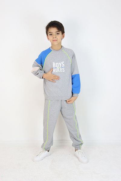 Pijamella Boy's 2-Piece Set Oversize Sweatshirt-Waist Elastic Bottom Tracksuit Set