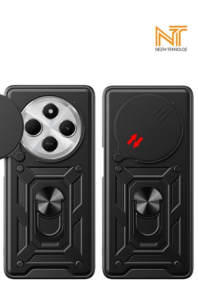 Nezih Case غطاء منزلق لحماية الكاميرا بحامل مغناطيسي متوافق مع هاتف Xiaomi Redmi 14C 4G