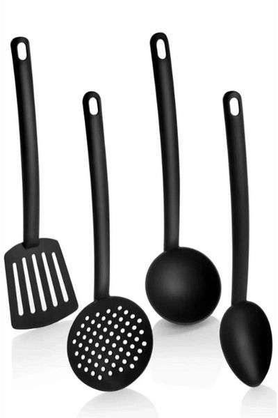 MasterCar Luxury Teflon Coating Serving Set of 4 - Fireproof and Nonstick Scoop, Colander, Spatula and Spoon