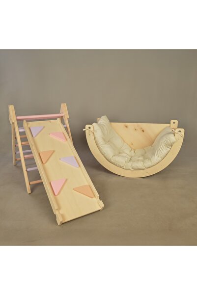 Kirosun ahşap evi Masa fonksiyonlu Pikler üçgeni seti halka merdivenen rampa