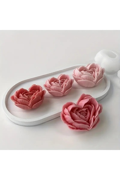 HogART Design Kalp Şekilli Gül Mum Sabun & Beton Silikon Kalıp