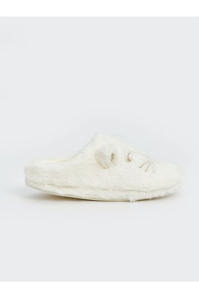 LC Waikiki Papuci de casă de pluș pentru fete LCW STEPS Ecru Rabbit Figurad