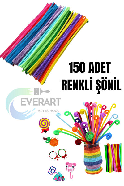 everart 150 adet Tel Şönil 30 cm Renkli Karışık Renk, Elişi hobi Malzemeleri