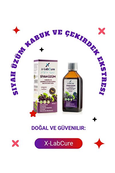 X-LabCure Siyah Üzüm Kabuk Ve Çekirdek Ekstresi Takviye, Resveratrol,quercetin, Helal Sertifika