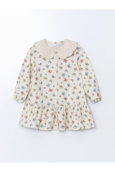 LC Waikiki Lcw Baby Collar Girls Ribbon Pattern Dress
