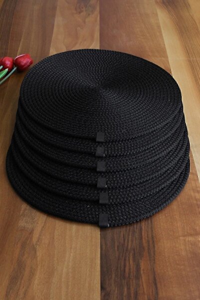 liontim 6 bucăți farfurii din iută neagră / farfurii de prezentare American S...