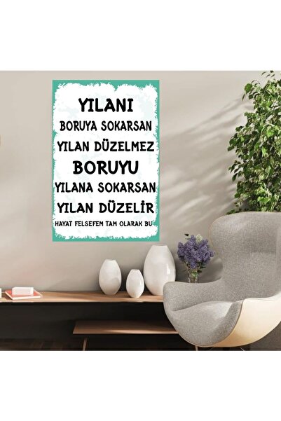 DURUSOY Ρετρό ξύλινη αφίσα από MDF - Αστεία αποφθέγματα, γραφές τοίχου, τοπία...