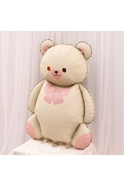 DOĞA PARTİ EVİ Caramel and Beige Large Bear-Shaped Foil Balloon - Stylish and Fun Decor