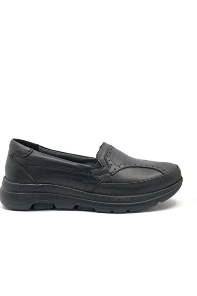 FOREX 1002 Pantofi de damă de zi cu zi, negri, anatomici, din piele naturală