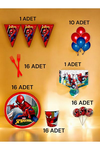 VibeHome 16 Person Spiderman Themed L Package - Birthday Party and Fun Events