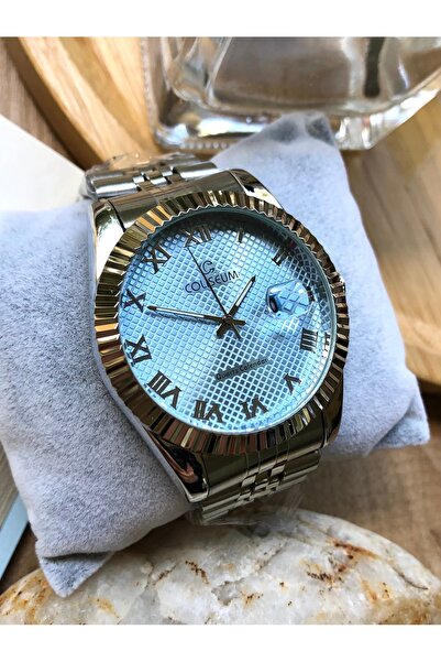 Coliseum Round Inside Blue Silver Men's Wrist Watch