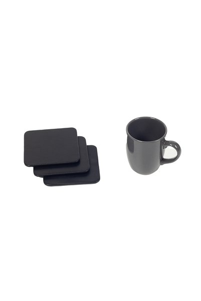 Turgut Office Genuine Lambskin Black Coasters Square 3 Pieces