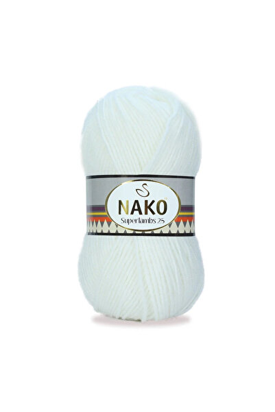 NAKO Superlambs 25 Yünlü El Örgü Ipi Renk Kodu: 208 Beyaz
