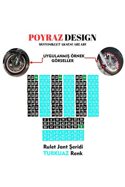 Genel Markalar Casino Rulet Jant Şeridi Turkuaz Renk