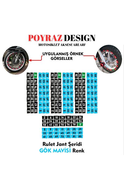 Genel Markalar Casino Rulet Jant Şeridi Gök Mavisi Renk