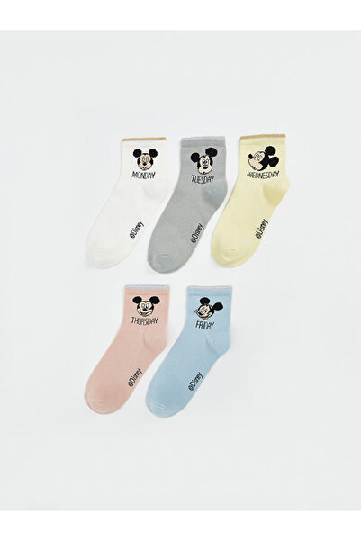 LC Waikiki Lcw Dream Ecru Mickey Mouse Printed Women's Socks 5 Pack