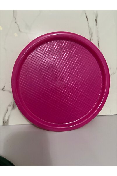 SEVEN7 Renkli Tepsi Kristal Plastik Yuvarlak 22cm Pembe