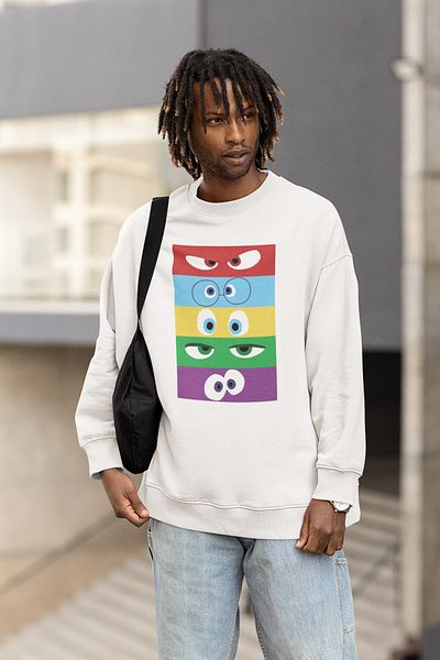 SEVBANO Cartoon Insiide Out Printed Unisex Oversize Reverse Face Sweatshirt