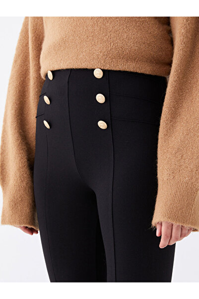 LC Waikiki Black Women's Leggings Pants with Elastic Waist