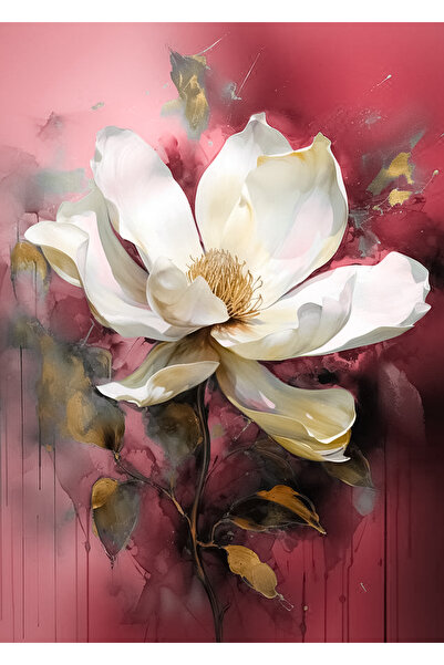 Harikabirev HARİKABİREV|PEMBE-GRİ-GOLD RENK SOYUT ÇİÇEK K1 |ÇERÇEVELİ CAM TABLO  3LÜ DİKEY