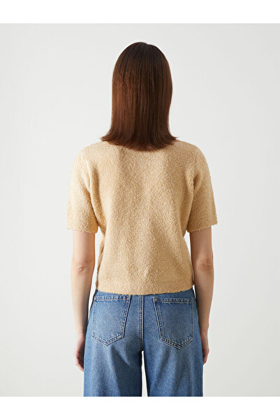 LC Waikiki Ecru Crew Neck Women's Knitwear Cardigan