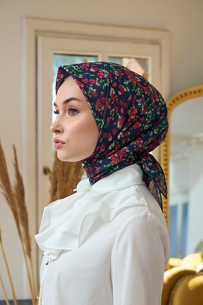 İpekhan Summer Sparkle Collection Μαλακό Κασκόλ Κόκκινο Ναυτικό Μπλε 1191-14