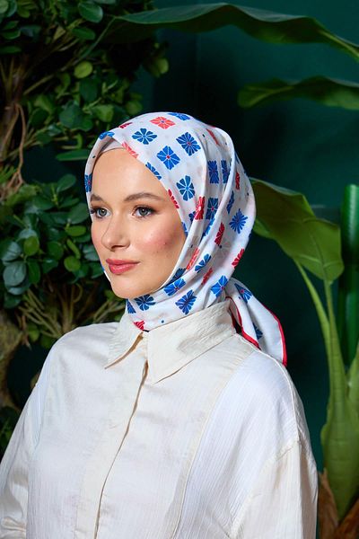 İpekhan Eșarfă moale de colecție Marrakech Albastru Roșu 1204-08