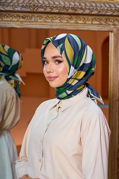 İpekhan Μαλακό κασκόλ Marrakech Collection - Μωβ και πράσινη μελιτζάνα 1201-05