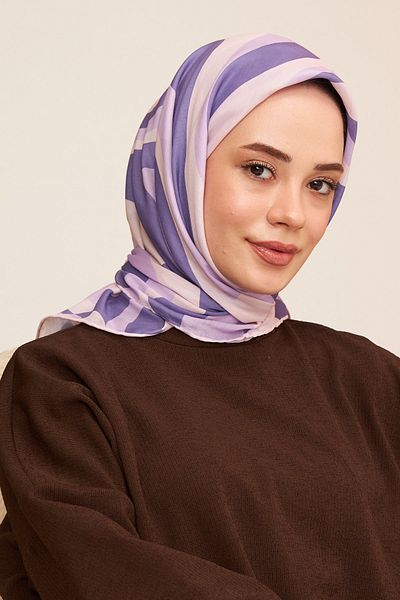 İpekhan Μοντέλο Twist Lilac Purple Βαμβακερό Φουλάρι Βισκόζης