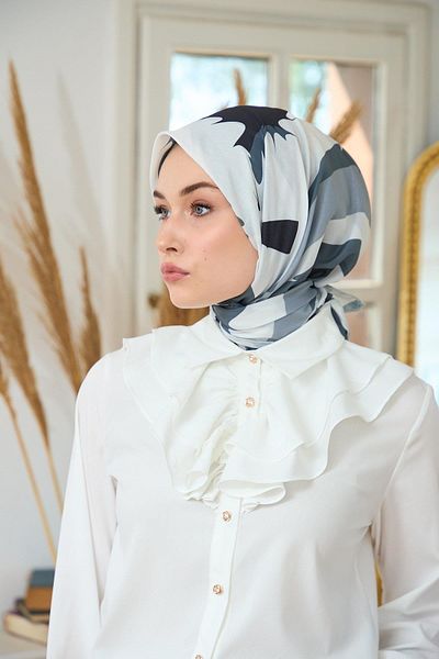 İpekhan Μαλακό κασκόλ Γκρι Λευκό Summer Sparkle Collection - 1189-02
