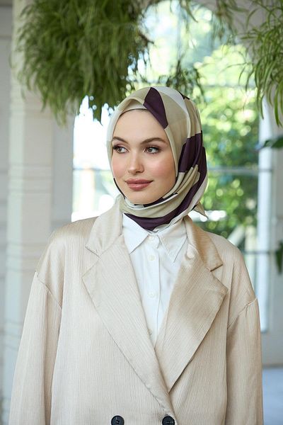 İpekhan Μαλακό κασκόλ Dark Mink Cream Summer Sparkle Collection - 1186-06