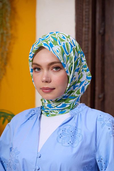 İpekhan Marrakech Συλλεκτικό Μαλακό Κασκόλ Sea Green Blue 1195-03