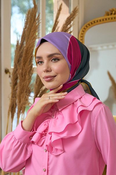 İpekhan Μαλακό κασκόλ Dark Green Lavender Summer Sparkle Collection - 1190-03