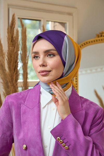 İpekhan Μαλακό κασκόλ Πορτοκαλί Μωβ Summer Sparkle Collection - 1190-07