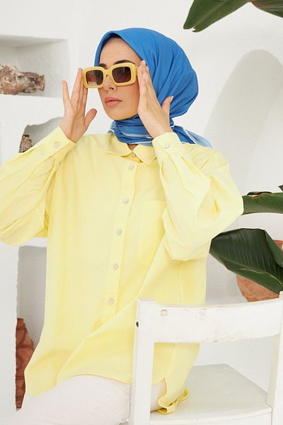 İpekhan Φουλάρι βισκόζης από βαμβακερό μοτίβο Saks Blue