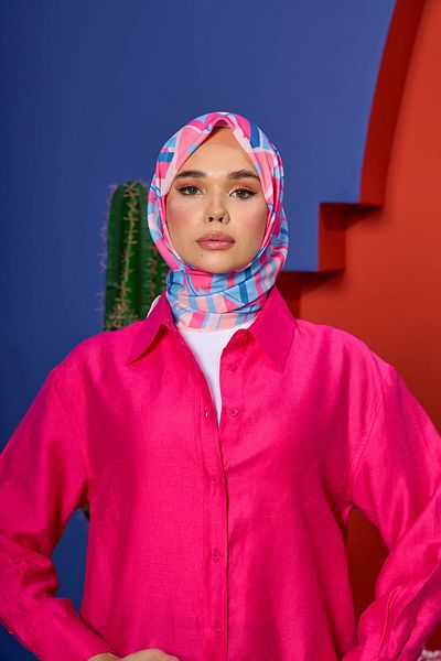 İpekhan Marrakech Συλλεκτικό Μαλακό Κασκόλ Cyan Pink 1208-12