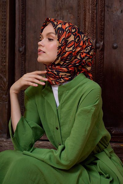 İpekhan Μαλακό κασκόλ Marrakech Collection Μαύρο Πορτοκαλί 1195-12