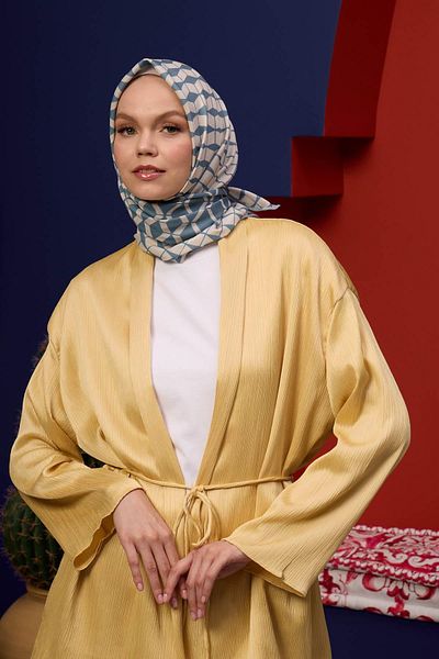 İpekhan Marrakech Collection Μαλακό Κασκόλ Μπλε Κρέμα 1194-11