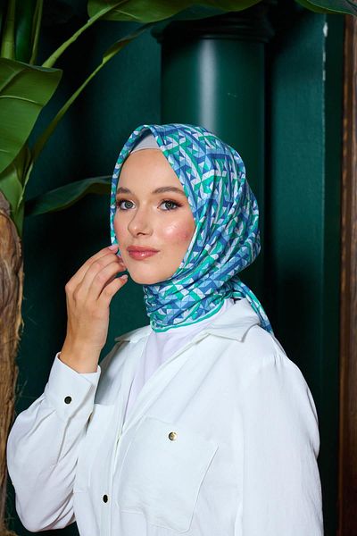 İpekhan Marrakech Συλλεκτικό Μαλακό Κασκόλ Forest Green Blue 1203-02